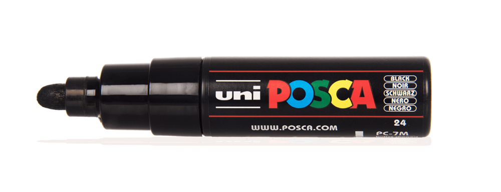  POSCA Black - Full Set of 7 Pens (PC-17K, PC-8K, PC-5M, PC-3M,  PC-1M, PC-1MR, PCF-350)