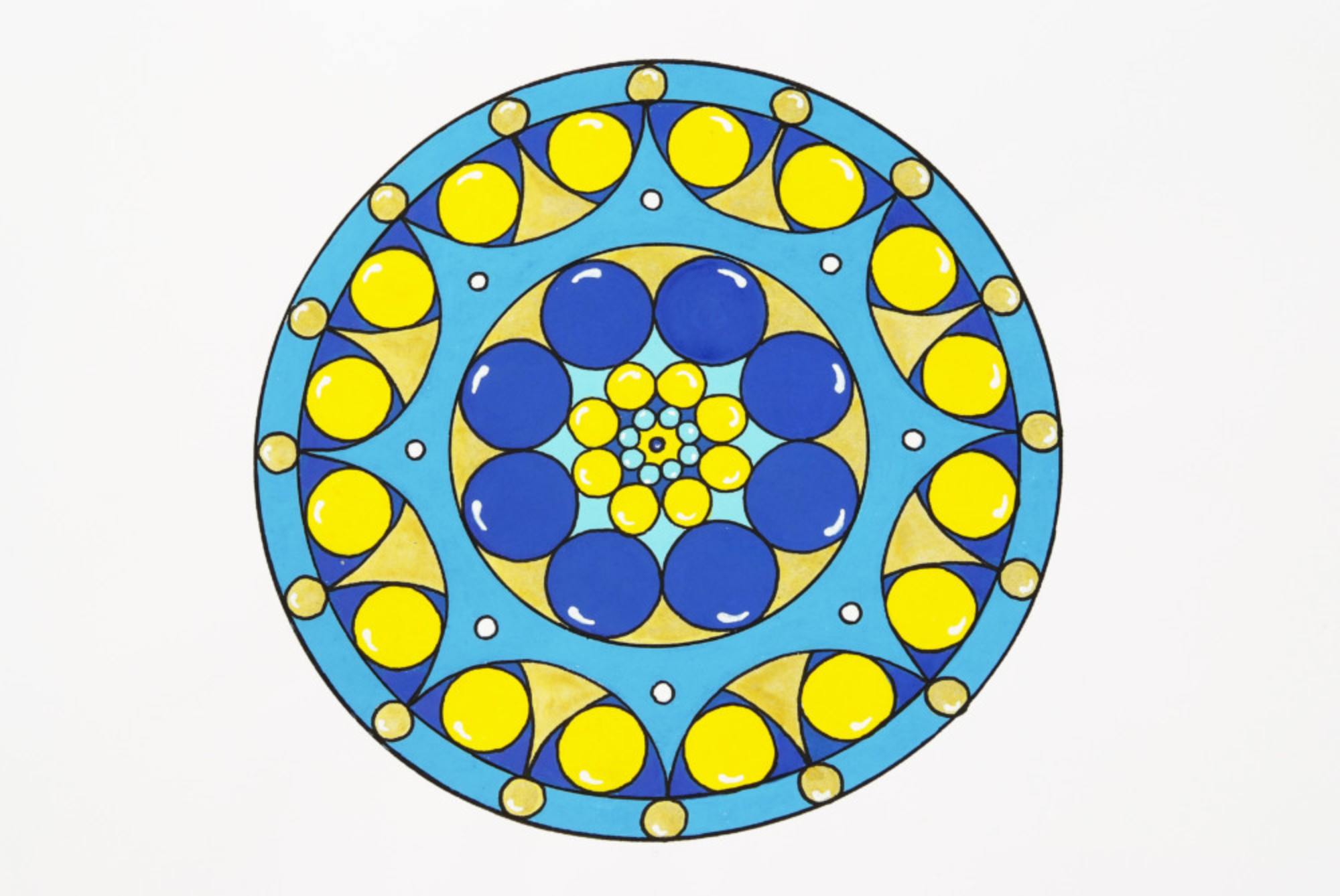 Татарский орнамент в круге карандашом
