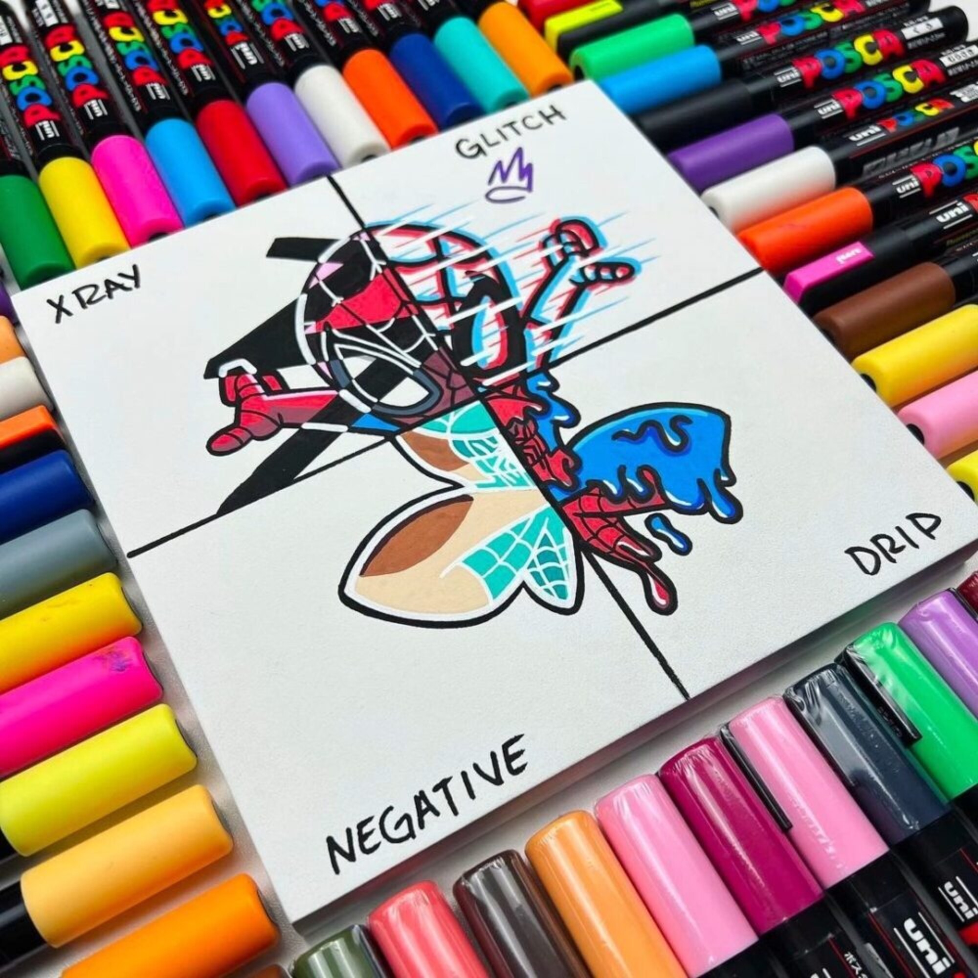 Un dessin 🙈, 4 styles différents ! 👀 😵 💯 🤙 - Posca - Posca